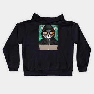 Hacker Cat Kids Hoodie